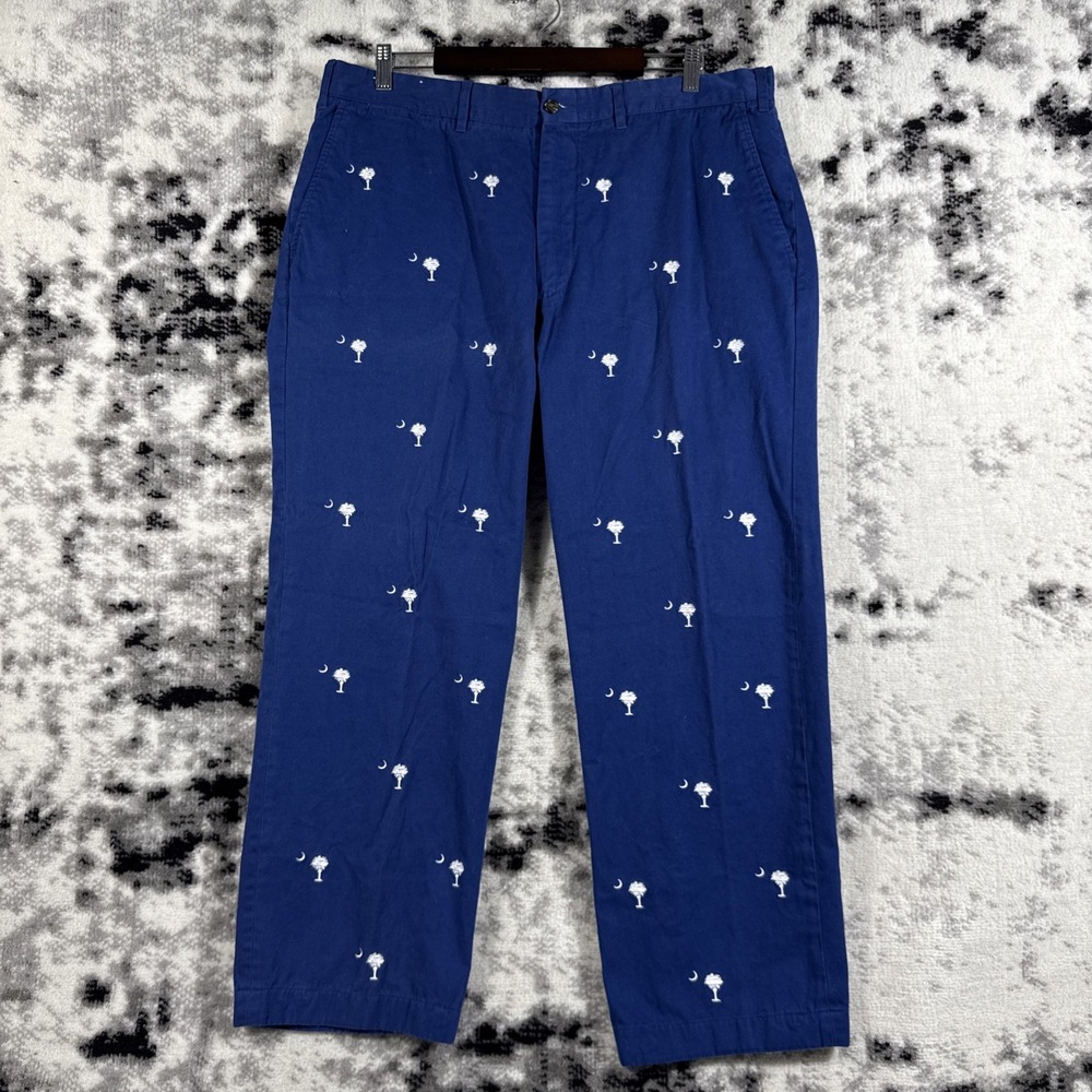 Castaway Nantucket Pants Mens Size‎ 40x28.5 Navy Blue Embroidered South Carolina